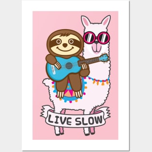 Sloth Llama Ukulele Posters and Art